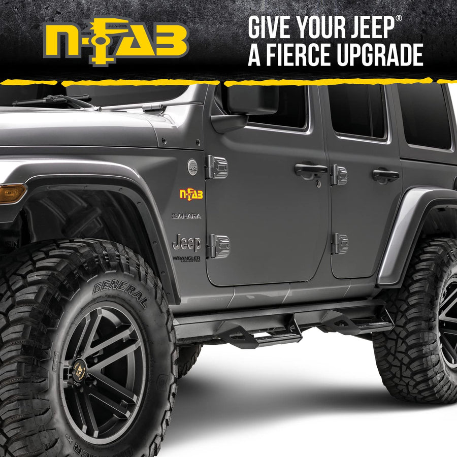 Predator Pro Steps N-Fab | Textured Black, Cab Length | PRJ1863-TX | Fits 2018-2022 Jeep Wrangler JL 4 Door SUV, SRW Gas