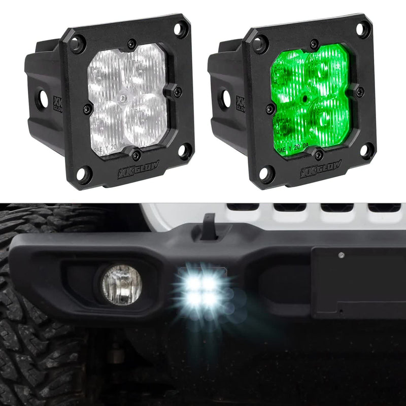 XKGLOW 1PC Flush Mount Cube Light Flood Beam SAE Bluetooth App Control