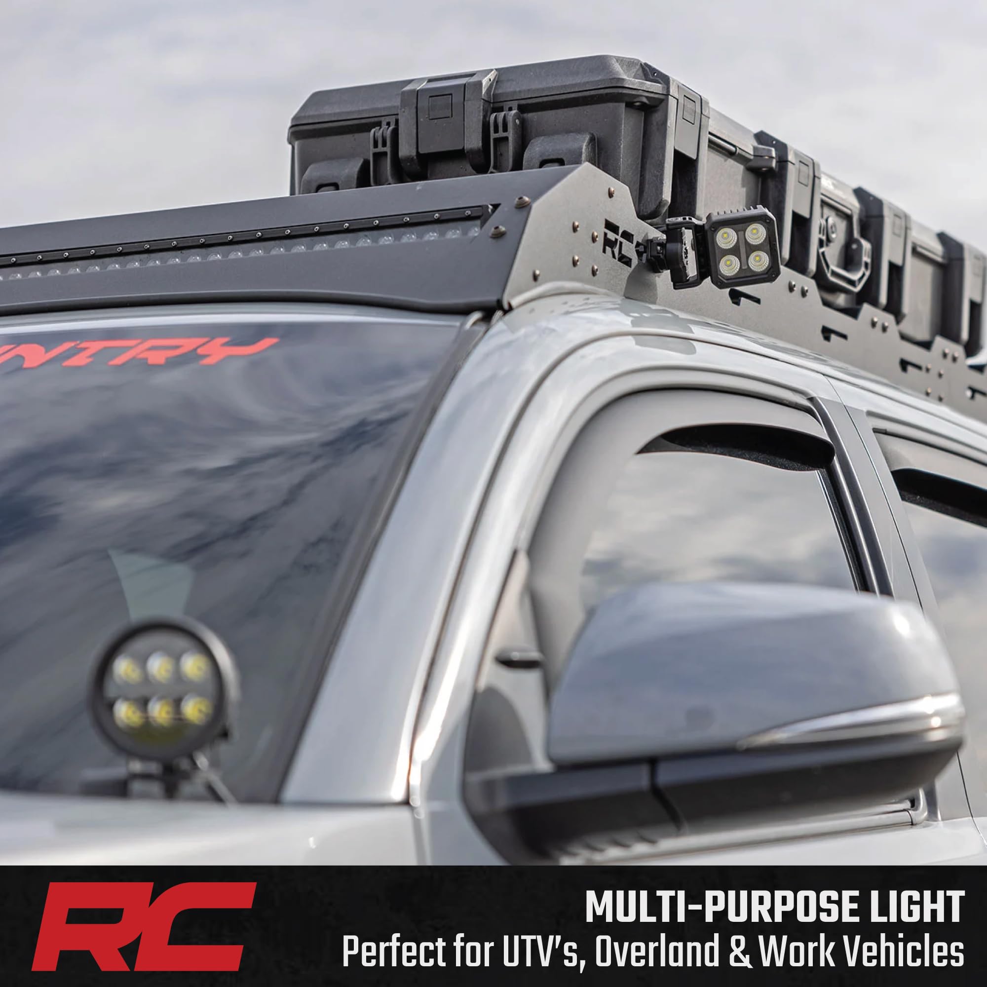 2" Rough Country Square Swivel Mount LED Light Pods with Amber DRL - Flood Beam, 360° Adjustable Off-Road Cube Lights, 40W 3600 Lumens Cree LEDs, IP67 Waterproof