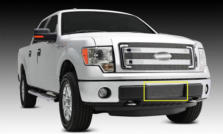 2009-2014 F-150 T-Rex Grilles Billet Bumper Grille, Polished, 1 Pc, Bolt-On - PN #25569, black