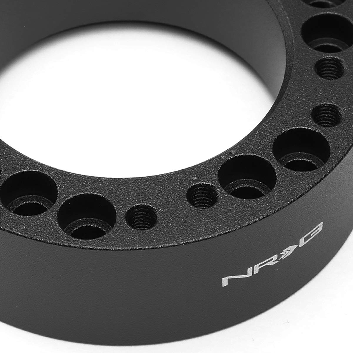 NRG Innovations Universal Steering Wheel 1" Spacer, 6061 Aluminum Hub Extension Spacer w/Horn Space, 6x70mm and 6x74mm Bolt Patterns, Black, NRG-SRK-510BK