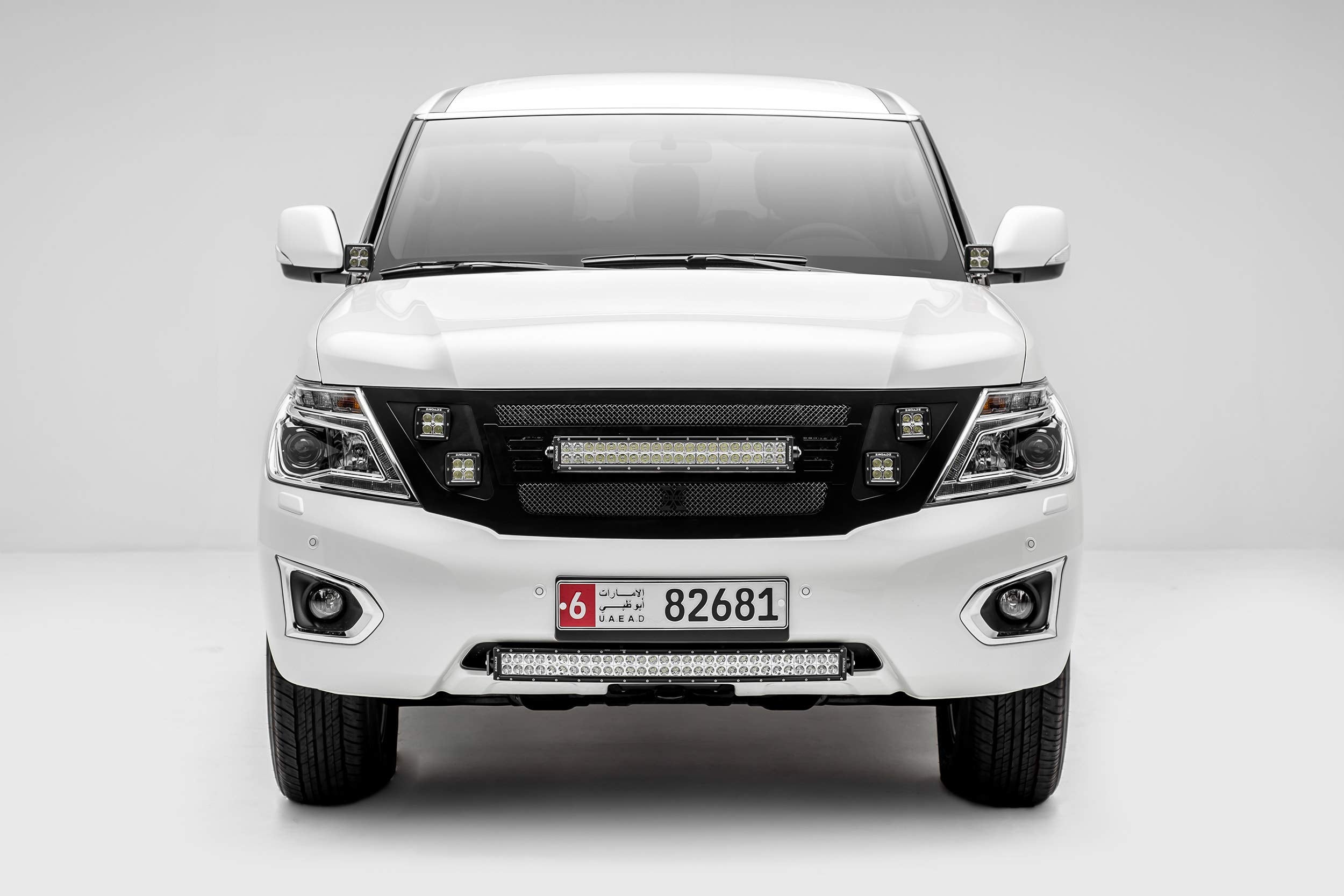 ZROADZ LED Kit Ditch Hood Hinge - Compatible w/ 2012-2017 Nissan Patrol Y62 - Incl. (2) 3 Inch LED Pod Lights - Mild Steel Gloss Black Finish - Bolt-On Easy Installation - PN #Z367871-KIT2