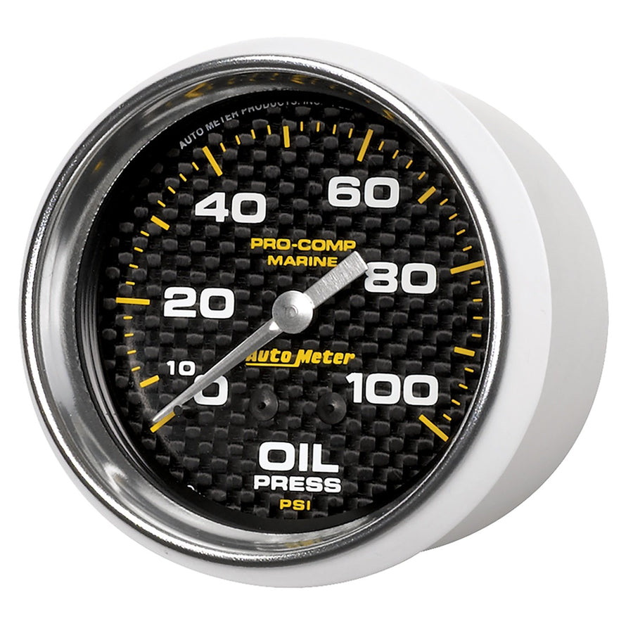 Oil Pressure AutoMeter Gauge, 2 5/8", 100Psi, Mechanical, Marine Carbon Fiber (200777-40),Multi