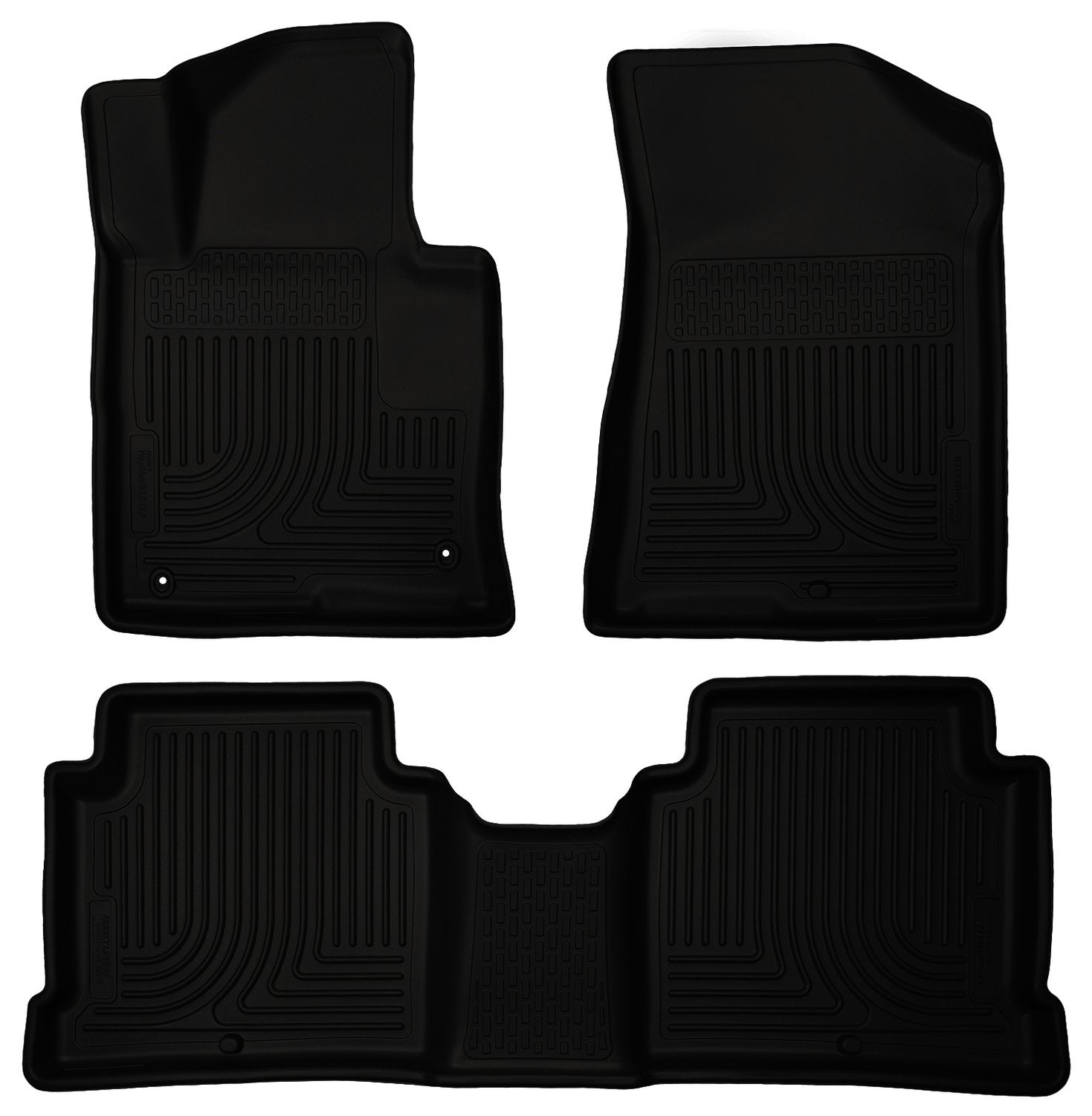 Weatherbeater Husky Liners Floor Mats | Fits 2015-2019 Hyundai Sonata (Excludes Hybrid); 2016-2020 Kia Optima | Front & 2nd Row, 3-pc Black - 99631