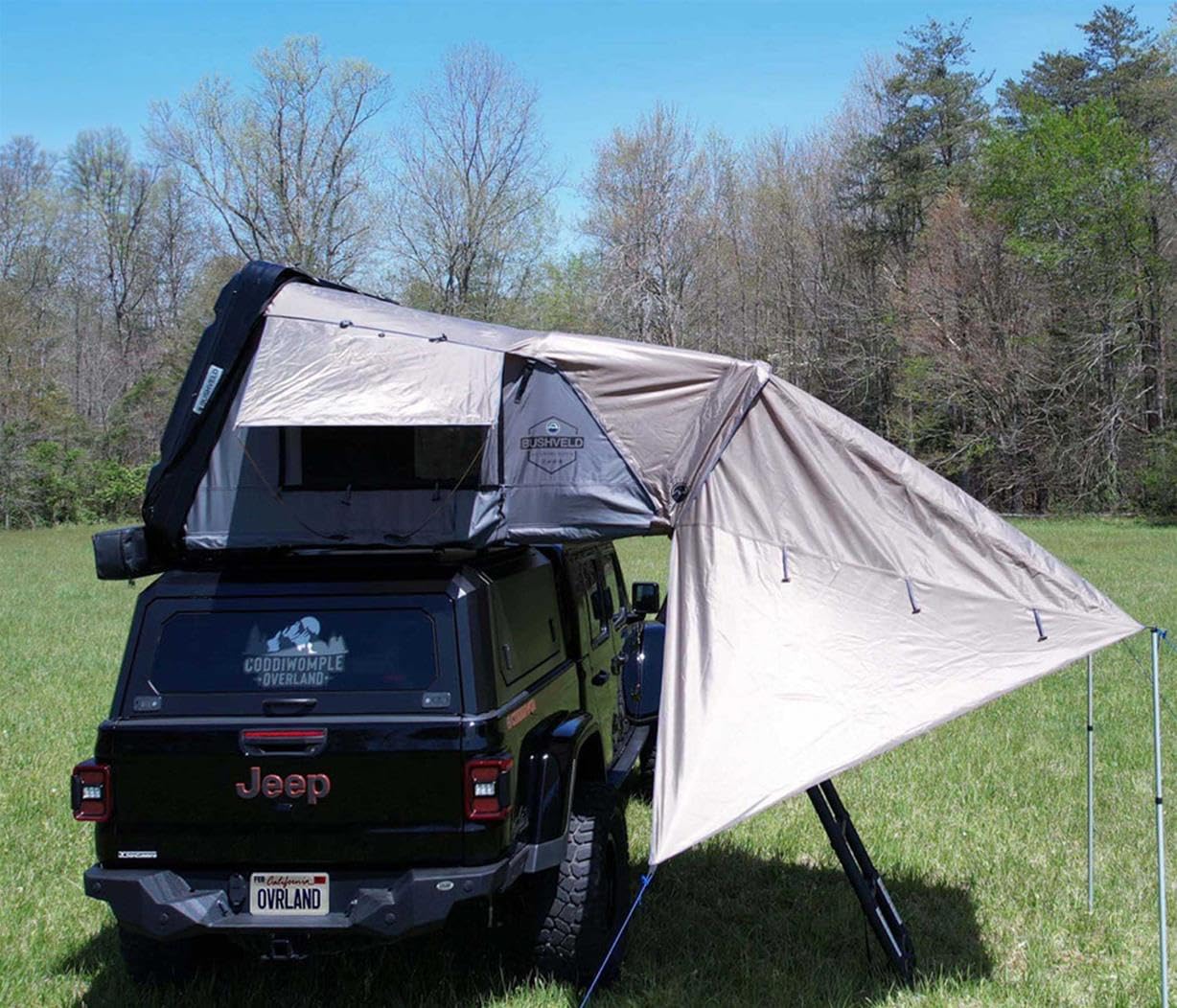 HD Bushveld 2 - Overland Vehicle Systems Awning Extension, Green Body & Grey Trim