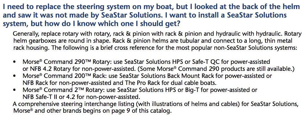 Rack Steering Cable SeaStar Solutions SSC13411 for “Back Mount Rack” System