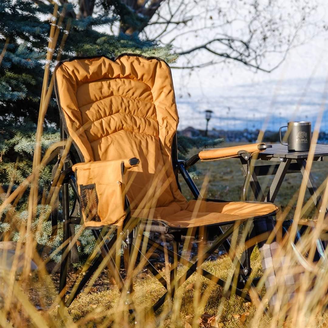 Kuma Switchback Chair Outdoor Gear with Carry Bag, Ultimate Portable Luxury Outdoor Chair for Camping (Sierra Black)