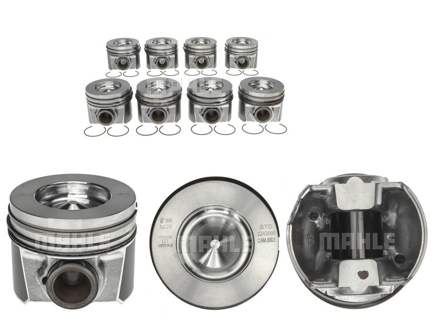 Set of 8 MAHLE Standard Pistons w/rings Compatible with: Ford 6.4L Diesel engine 224-3666WR