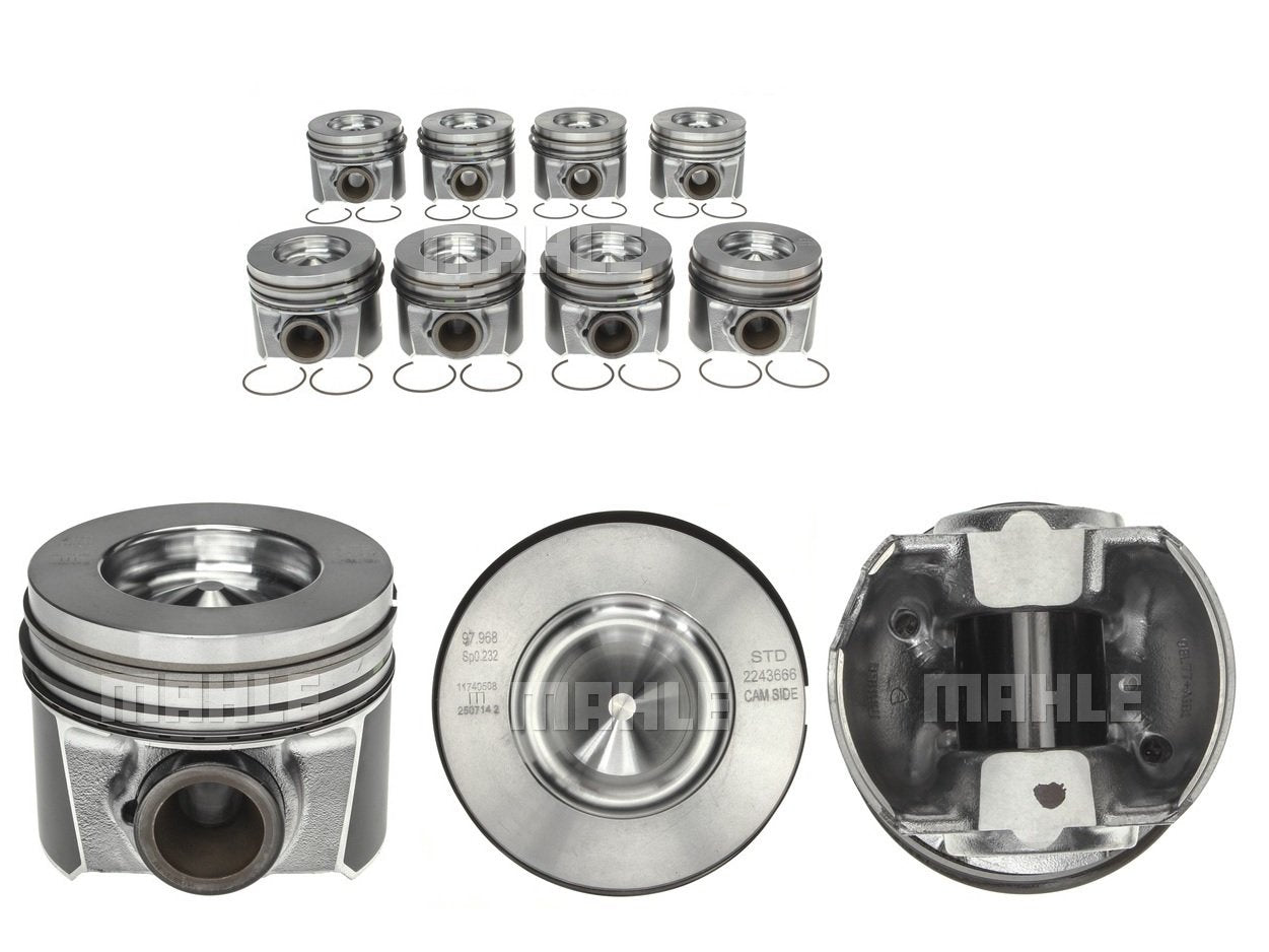 Set of 8 MAHLE Standard Pistons w/rings Compatible with: Ford 6.4L Diesel engine 224-3666WR