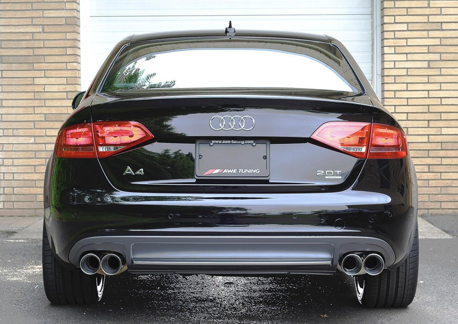 Audi B8 A4 AWE Tuning Touring Edition Exhaust - Quad Tip Polished Silver Tips - Does Not Fit Cabrio