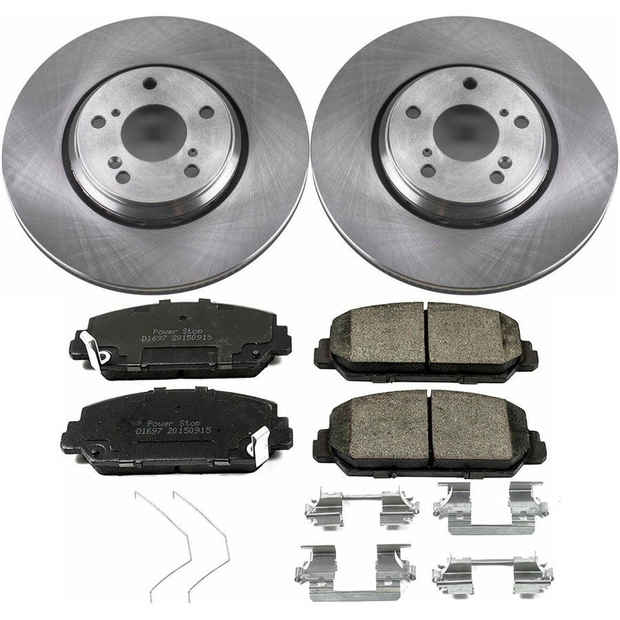 Brake Kit PowerStop For ILX 2017-2022, Accord 2016-2017, Civic 2017-2020 [Model Specific] - Autospecialty Front OE Disc Rotors & Ceramic Brake Pads Replacement, KOE7347