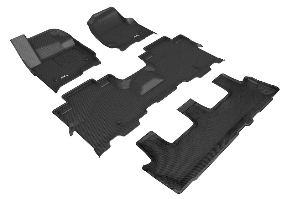 Kagu 3D MAXpider Custom Fit Floor Mat (Black) Compatible with Ford Expedition 8-Seat 2018-2024 - Full Set