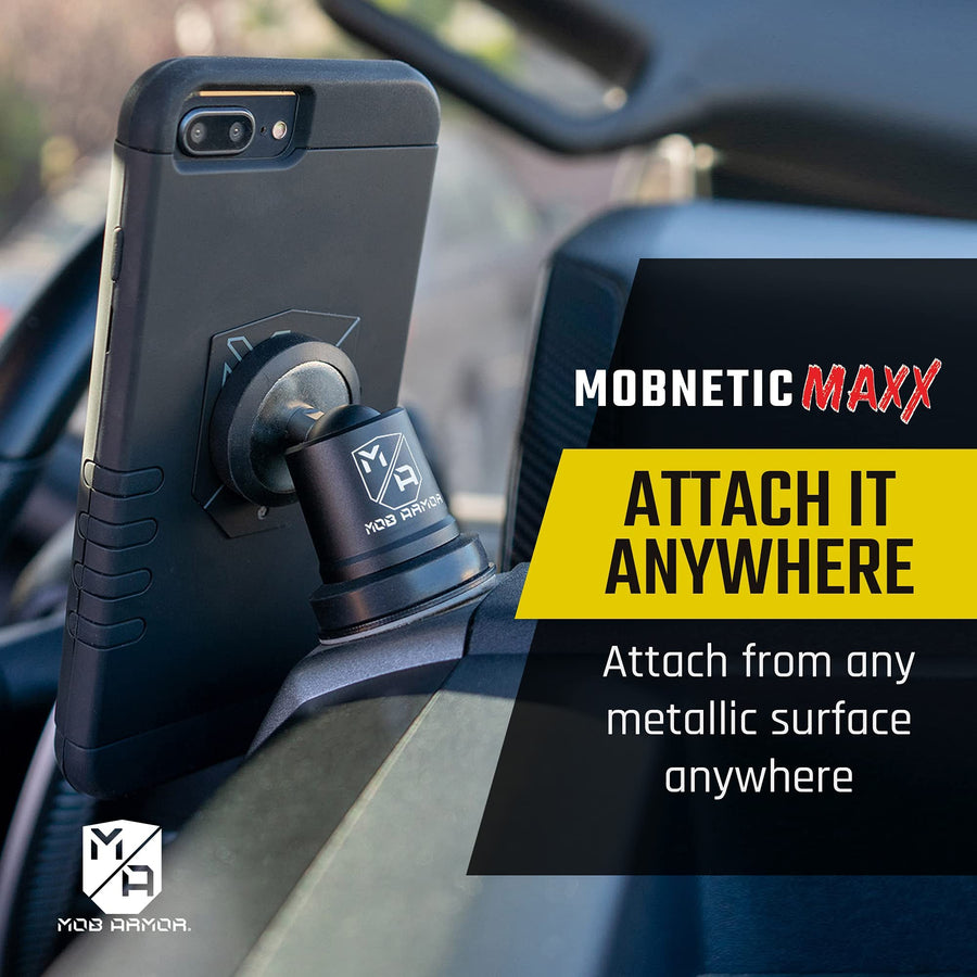 Mob Armor Maxx MobNetic - USA Assembled Magnetic Phone Holder for Car, Magnetic Car Phone Mount, 90-Degree Tilt, 360-Degree Rotation, Aluminum Metal, Compatible with iPhone & Android - Red