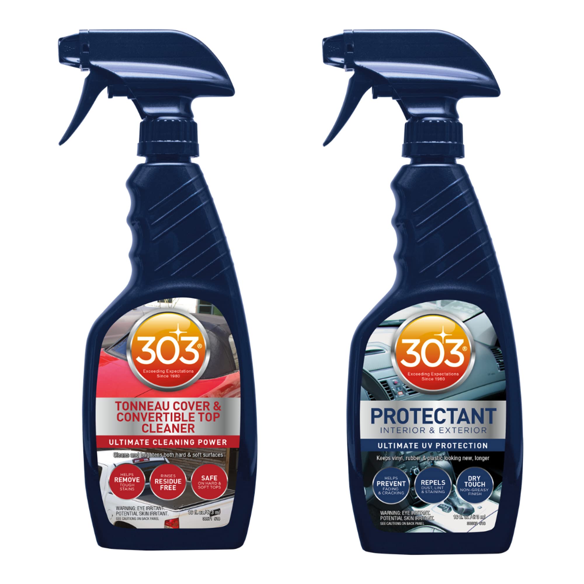 303 Products Convertible Vinyl Top Cleaning and Care Kit 30510 - Cleans And Protects Vinyl Tops - Includes Tonneau Cover And Convertible Top Cleaner 16 fl. oz. + Automotive Protectant 16 fl. oz.,,Blue