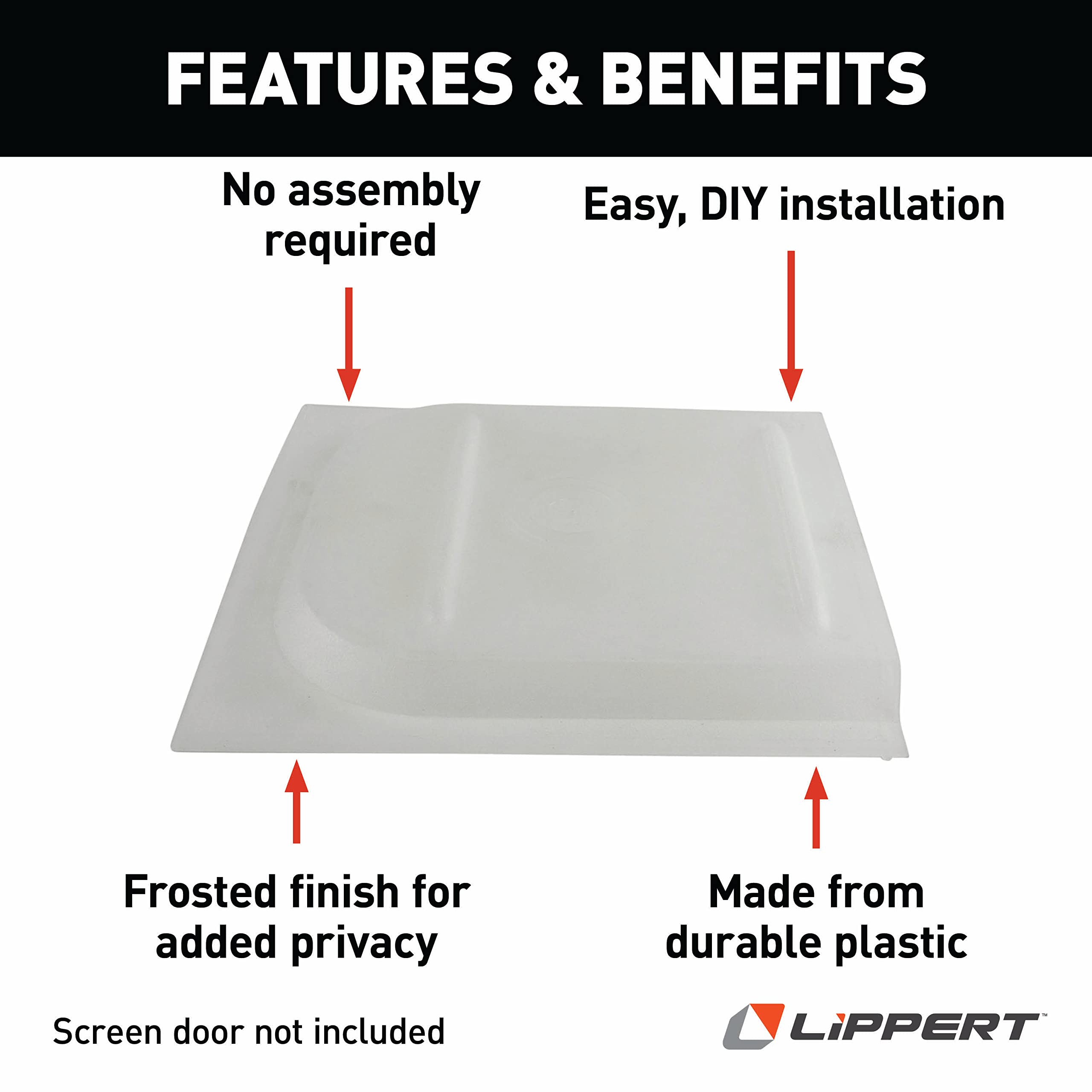 Motorhome Lippert Entry Screen Door Bubble Slider Panel with Frosted Finish, Durable Plastic, Easy Installation, No Assembly Required - 234101, White