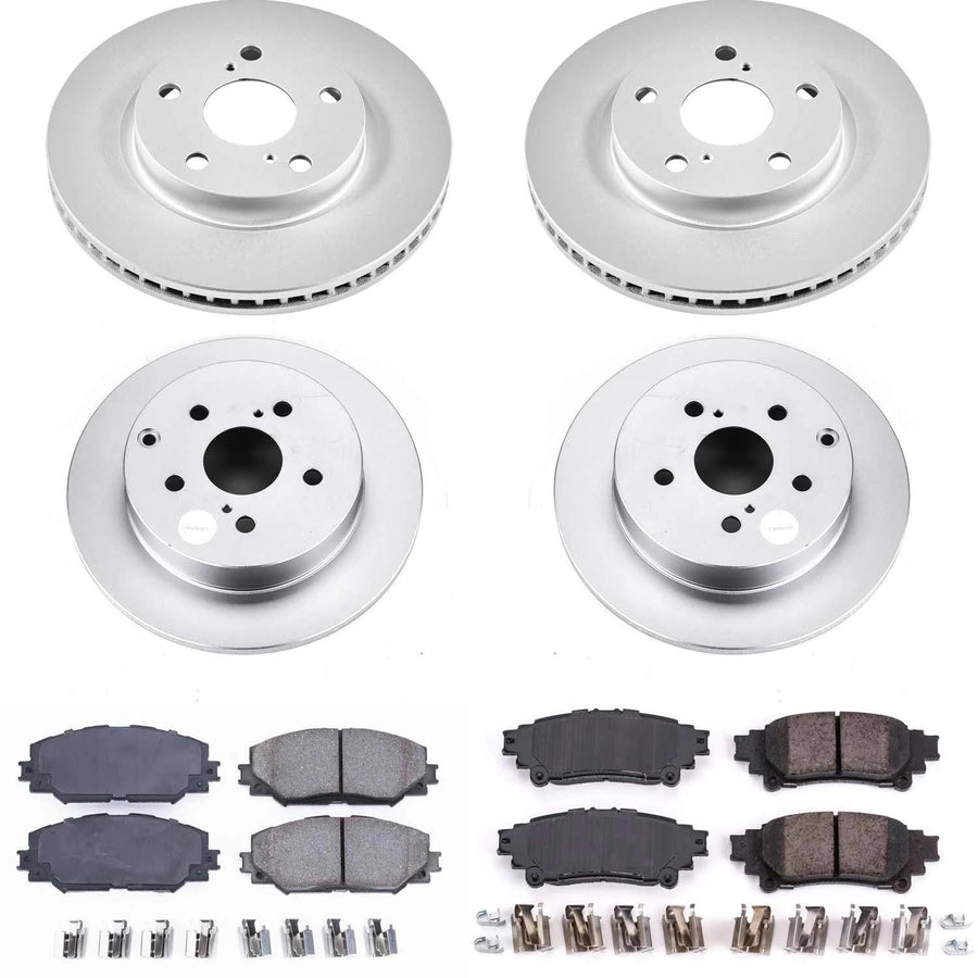 Power Stop Z17 Evolution Geomet Coated Brake Kit Front and Rear For Toyota Prius V 2012-2017 [Model Specific]