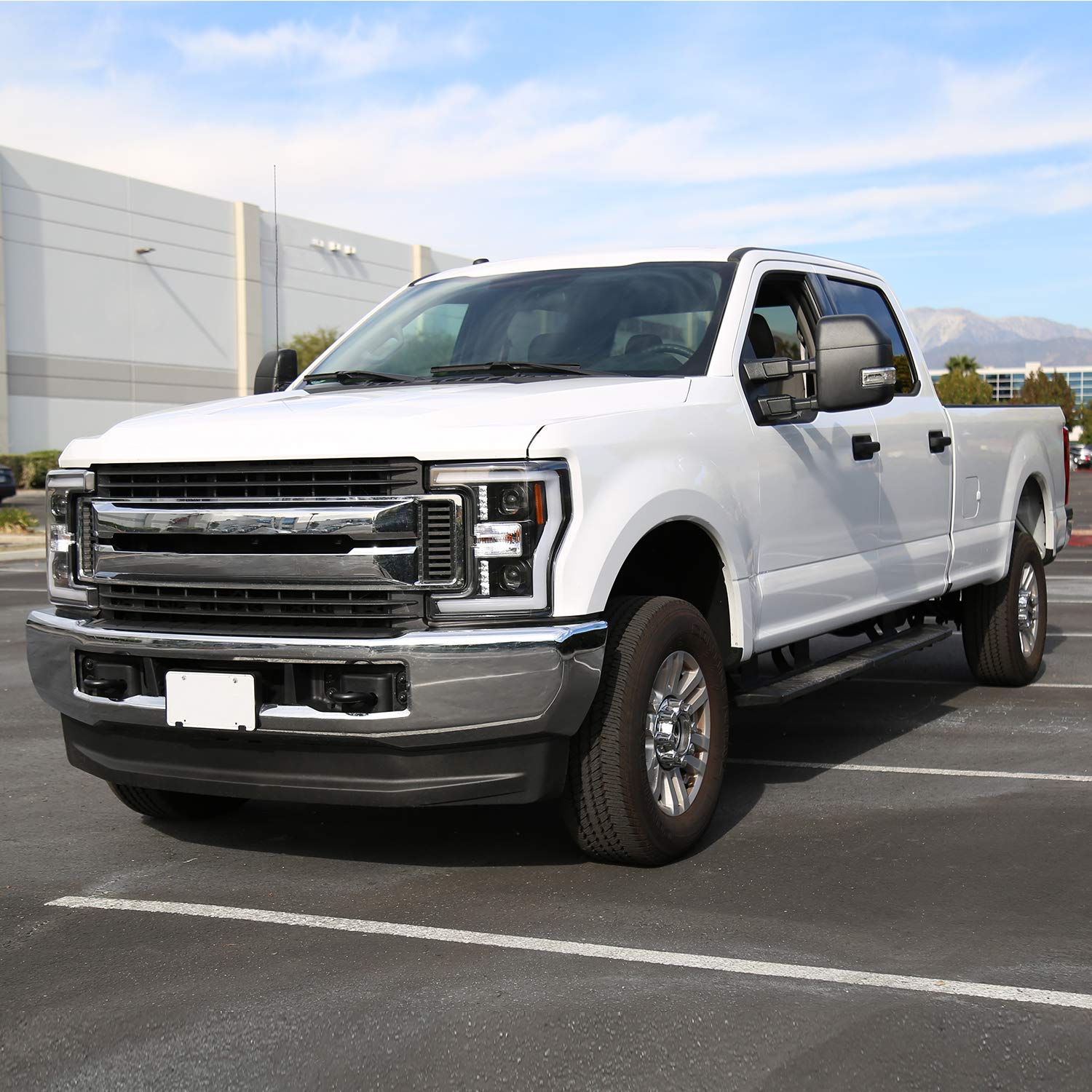 Black SPEC-D TUNING Projector Headlights w/Switchback LED Turn Signal Compatible with 2017-2019 Ford F-250, F-350, F-450, F-550 Super Duty, Left + Right Pair Headlamps Assembly