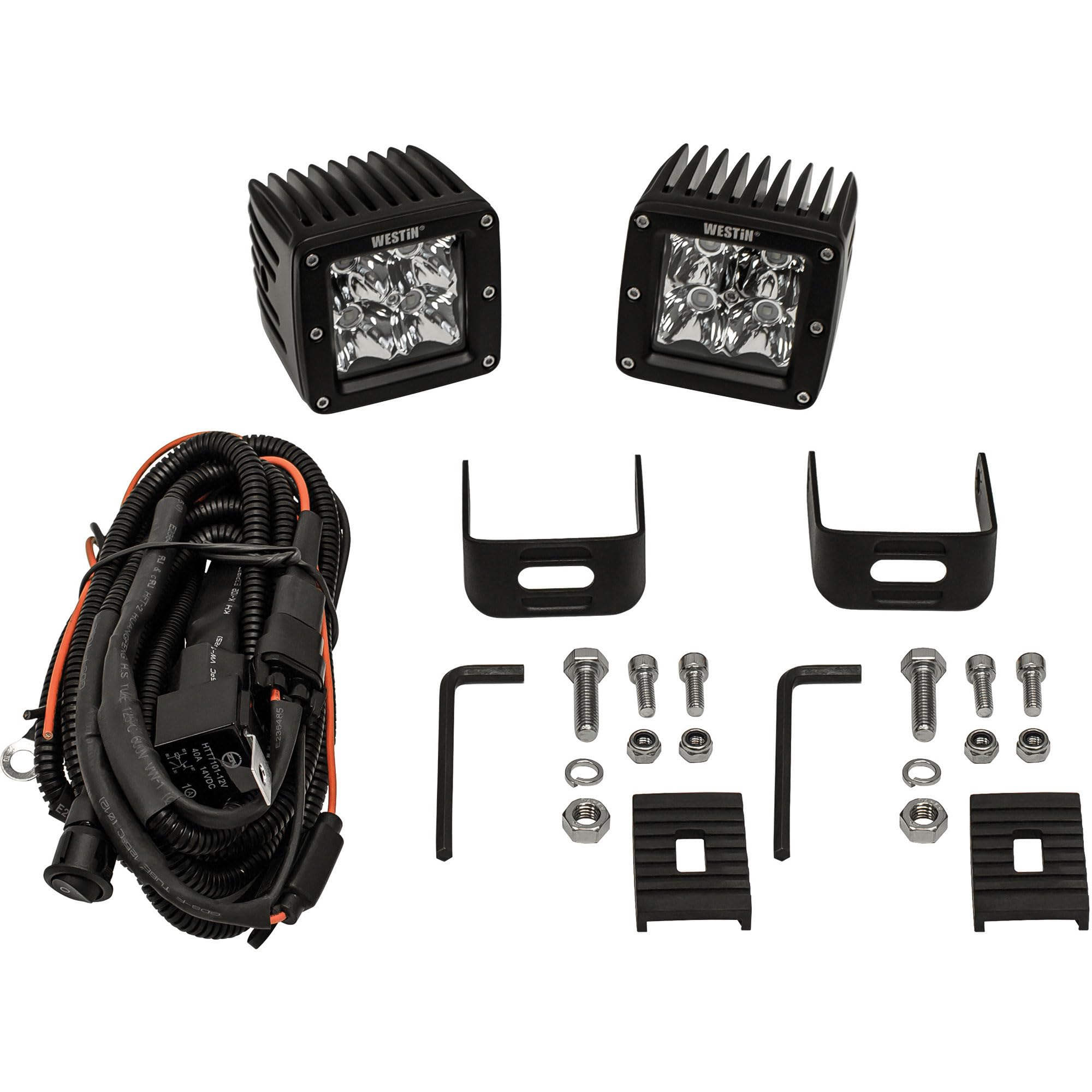 HyperQ LED Auxiliary Lights Westin 09-12200A-PR Spot Beam 3.2x3 in. 5W (Set of 2)