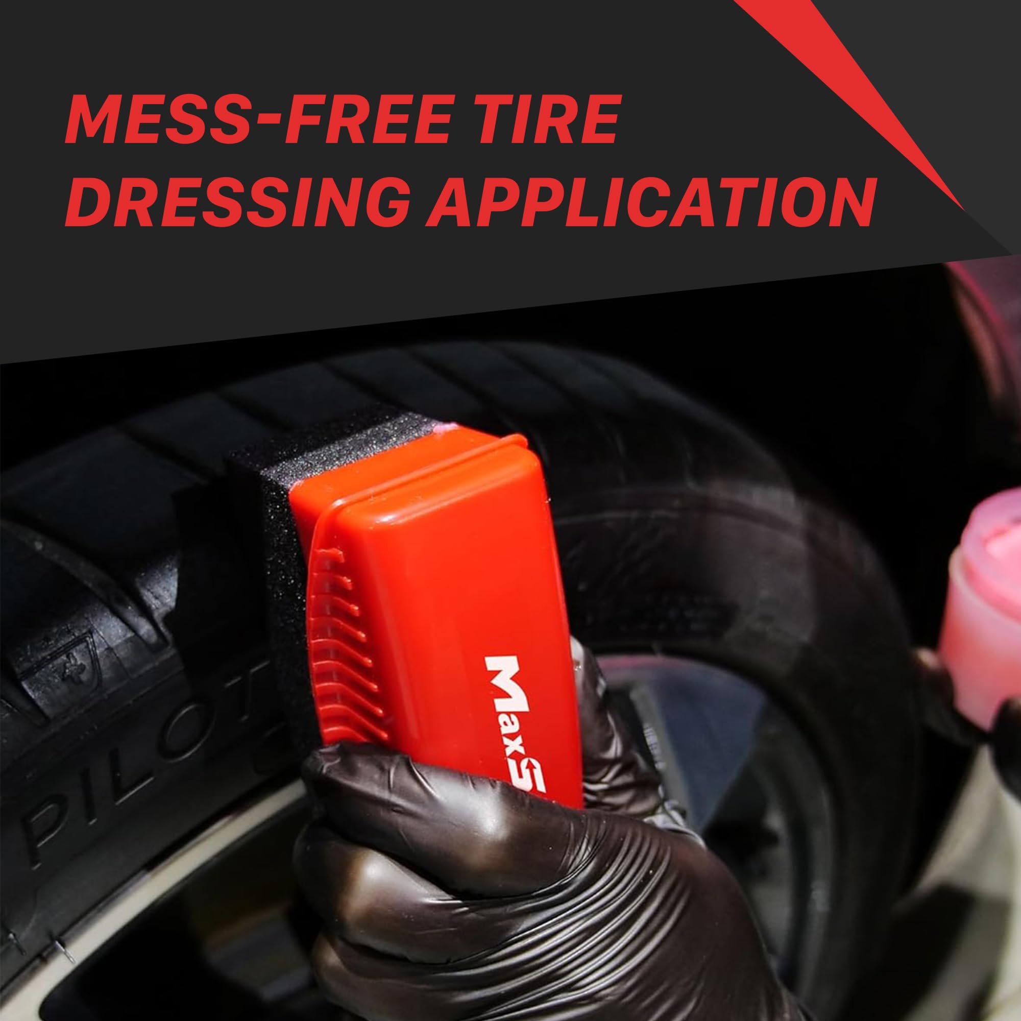 Maxshine Tire Shine Universal Applicator with Protective Cover | Dense Foam Pad with Ergonomic Grip | Mess-Free Tool for Coating, Cleaning & Car Detailing | Auto, Boat & Marine Detailing
