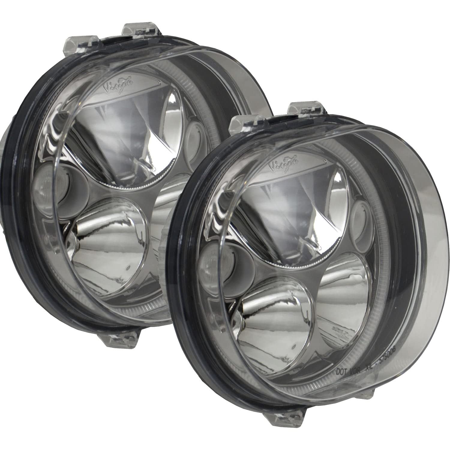 Vision X (XMC-575ODBKIT) 5.75" Oval VX Motorcycle LED Headlight w/Low-High-Halo, (Pair), Black Chrome Face