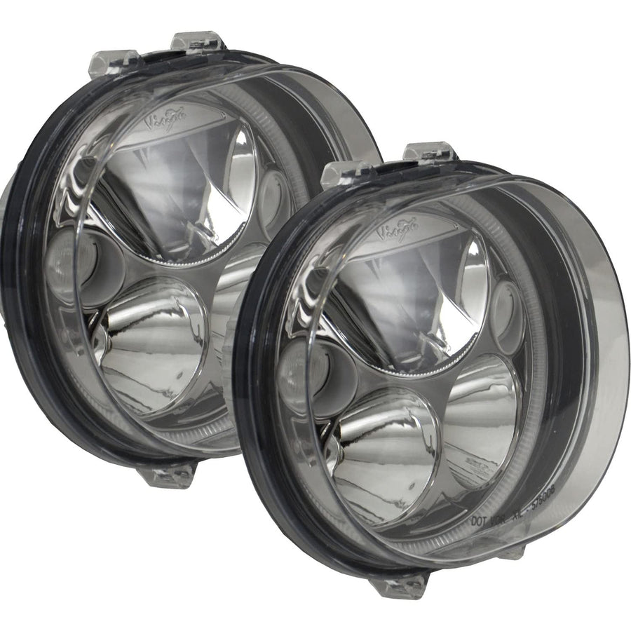 Vision X (XMC-575ODBKIT) 5.75" Oval VX Motorcycle LED Headlight w/Low-High-Halo, (Pair), Black Chrome Face