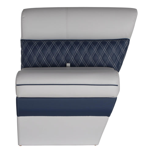Sunset Collection Lippert 24" Angled Pontoon Bench Seat, Fits Against Helm Station, Contoured Foam Cushioning, Durable Marine-Grade Vinyl, Dry Storage, Poly Frame, 24"L x 28"W x 30"H - 2024021166