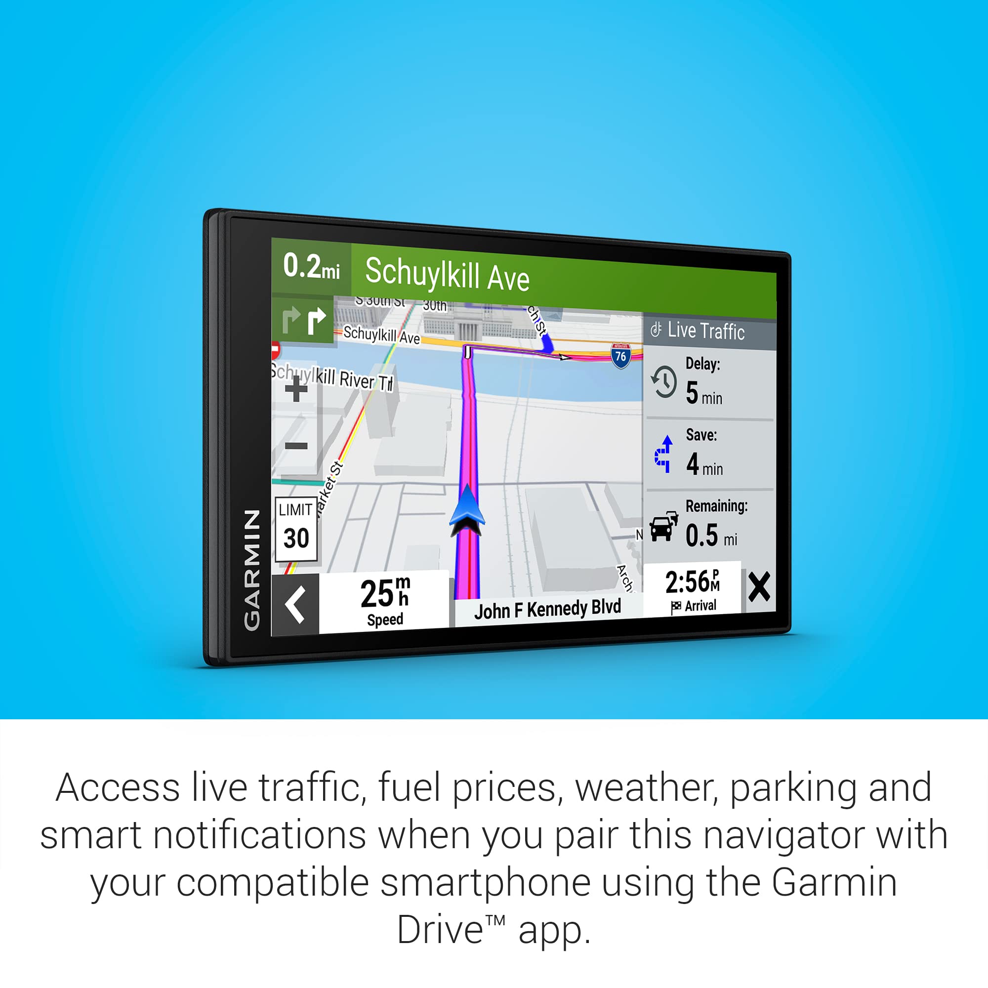 6-inch Garmin DriveSmart 66 Car GPS Navigator with Bright, Crisp High-Resolution Maps and Garmin Voice Assist