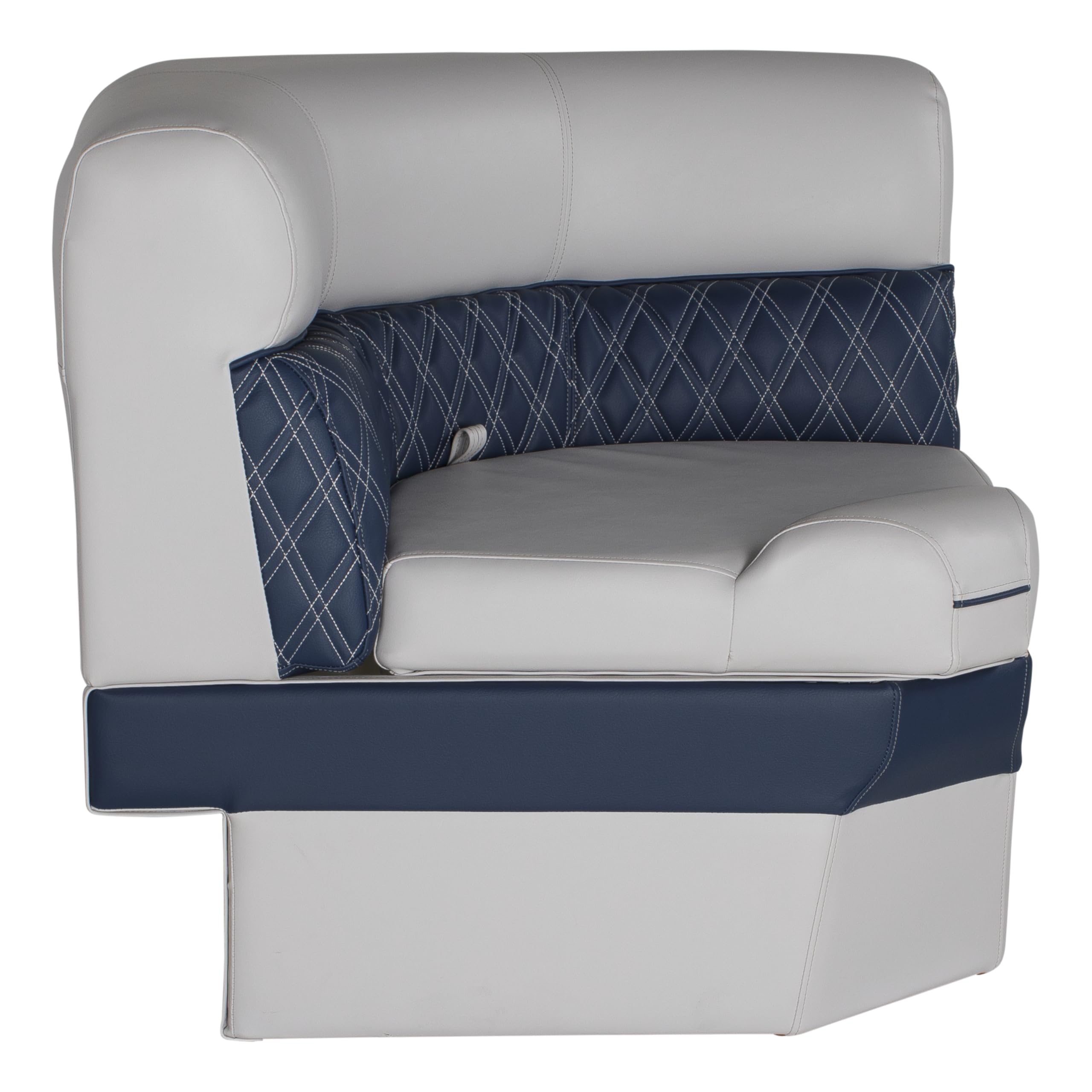 30" Radius corner pontoon seat, Lippert Sunset Collection, Contoured Foam Cushioning, Durable Marine-Grade Vinyl, Built-In Dry Storage, Poly Frame, 44"L x 28"W x 30"H – 2024021297