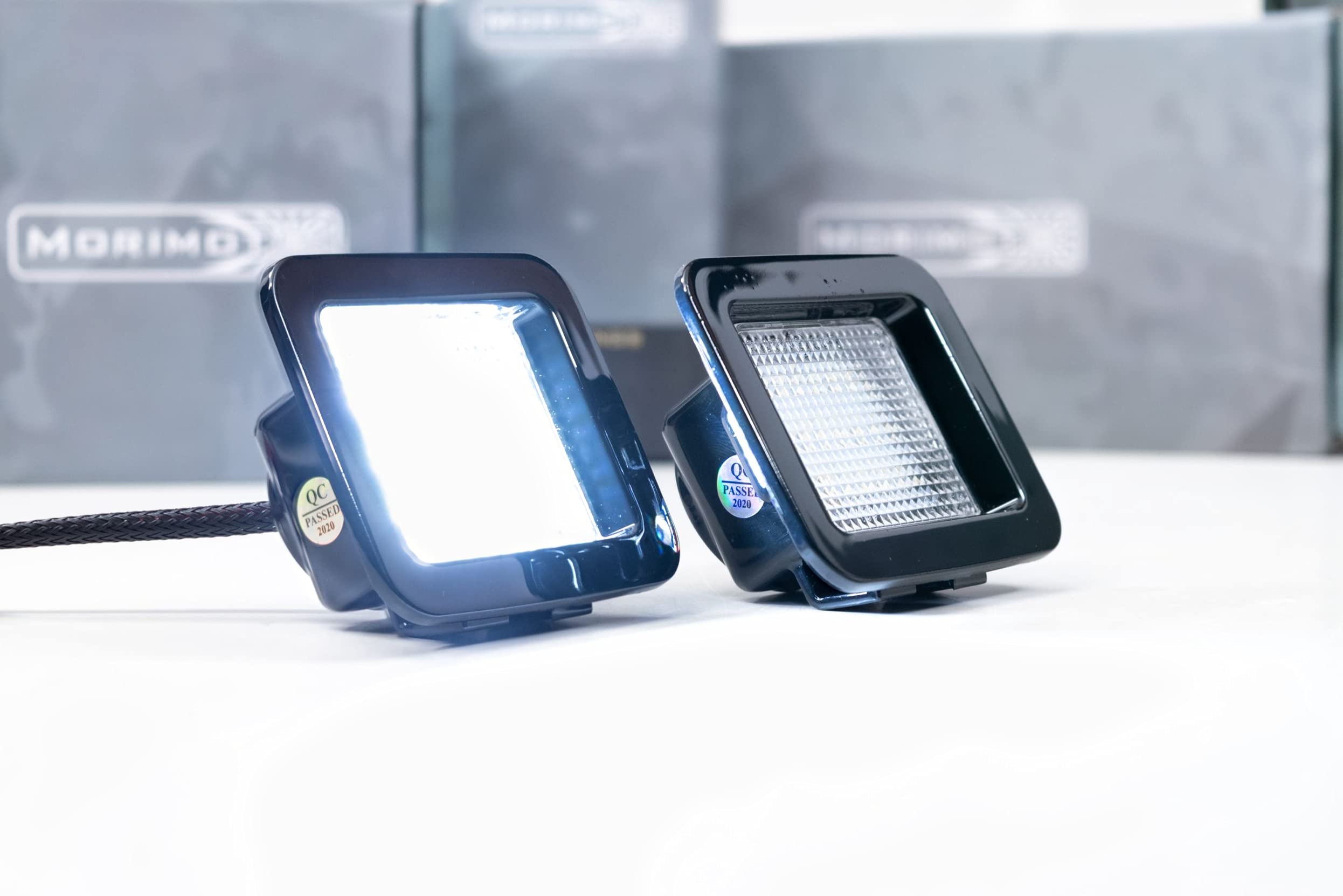Morimoto XB LED License Plate Lights, Upgrade Black Housing, Fits Ford F150 (15-20), Plug and Play Assembly, Easy Install, 5000k Pure White Light, Amber Front & Red Rear (1x LF7914)