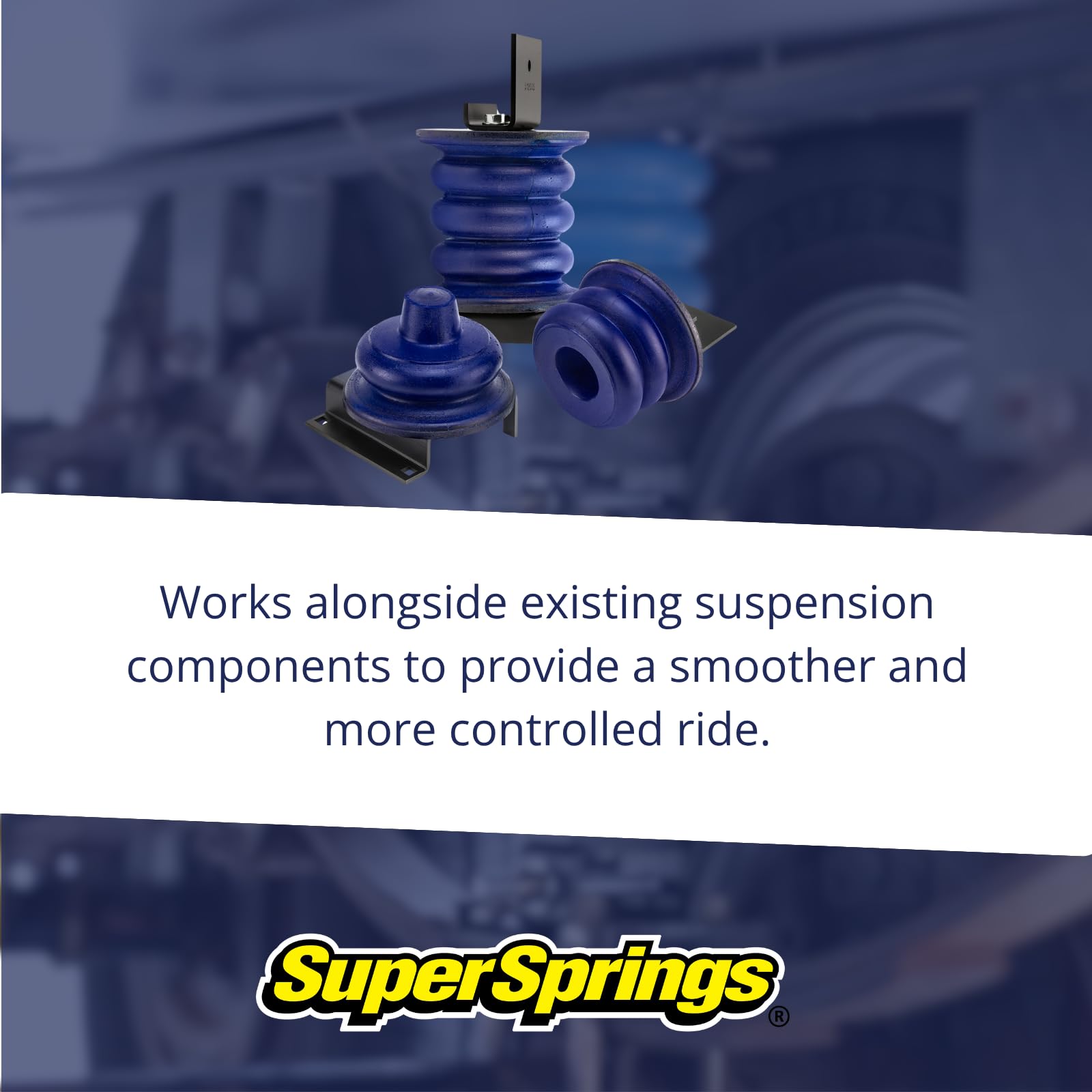 SumoSprings Front for Ford F-53 | SuperSprings SSF-171-40-2 | Left/Right Pair | 3000 (lb) Capacity at 50% Compression | Made in the USA, Blue