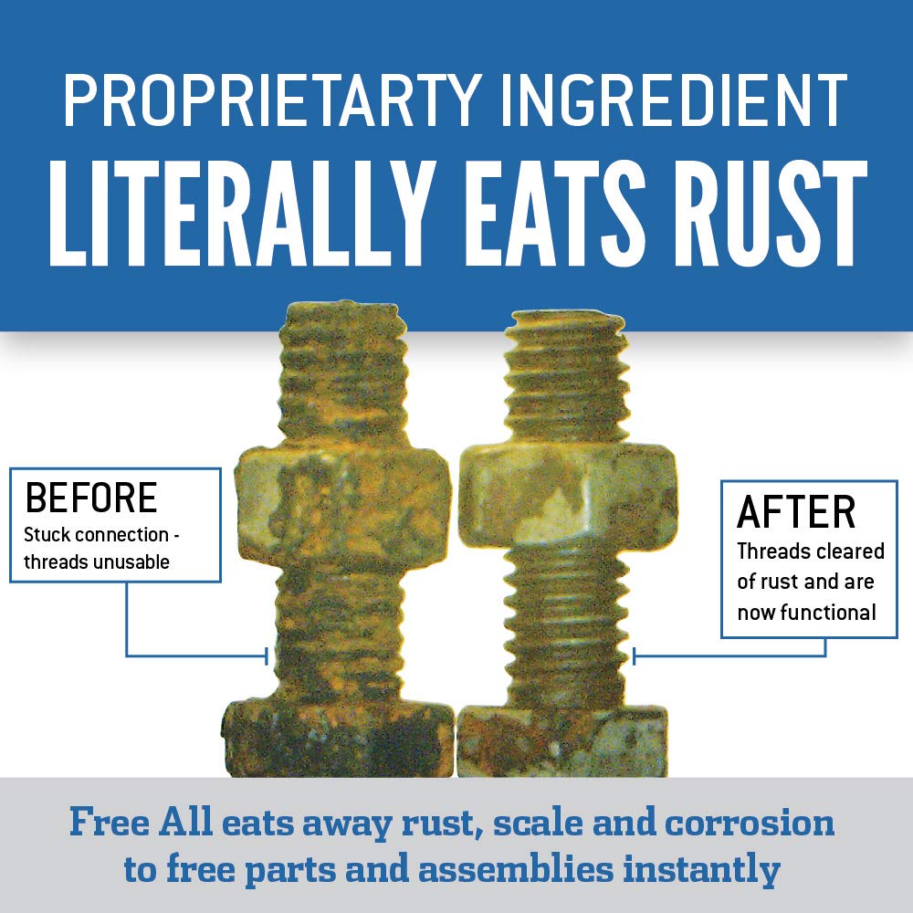 All Free Rust Eater Deep Penetrating Oil, 6 oz Aerosol – Loosens Rusted Bolts, Nuts, Pipe Connections & Locks – Industrial-Grade Rust Remover, Silicone-Free Formula, Safe for Paint & Plastic Surfaces