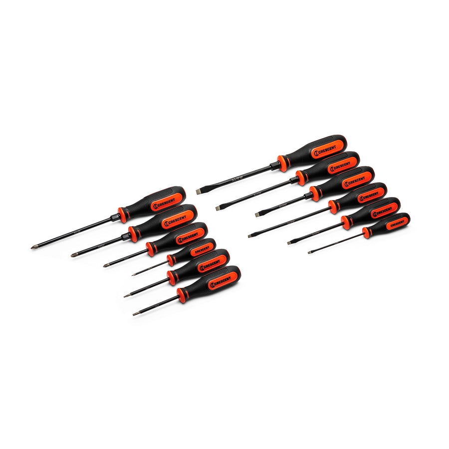 Crescent 12 Pc. Dual Material Diamond Tip Screwdriver Set with Phillips, Slotted, and Torx Screwdrivers - CDT12PCSET