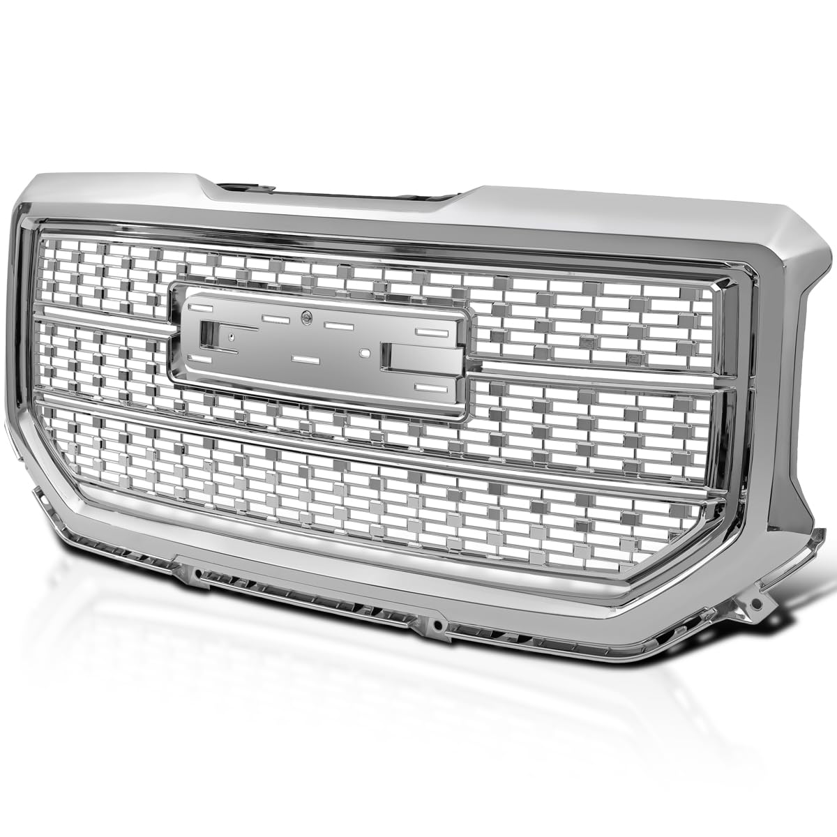 Chrome SPEC-D TUNING Denali Style Mesh Front Bumper Hood Grille Compatible with 2016-2018 GMC Sierra 1500 SLE SLT