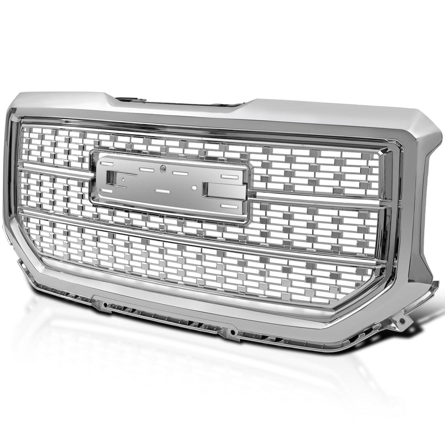 Chrome SPEC-D TUNING Denali Style Mesh Front Bumper Hood Grille Compatible with 2016-2018 GMC Sierra 1500 SLE SLT