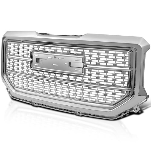 Chrome SPEC-D TUNING Denali Style Mesh Front Bumper Hood Grille Compatible with 2016-2018 GMC Sierra 1500 SLE SLT
