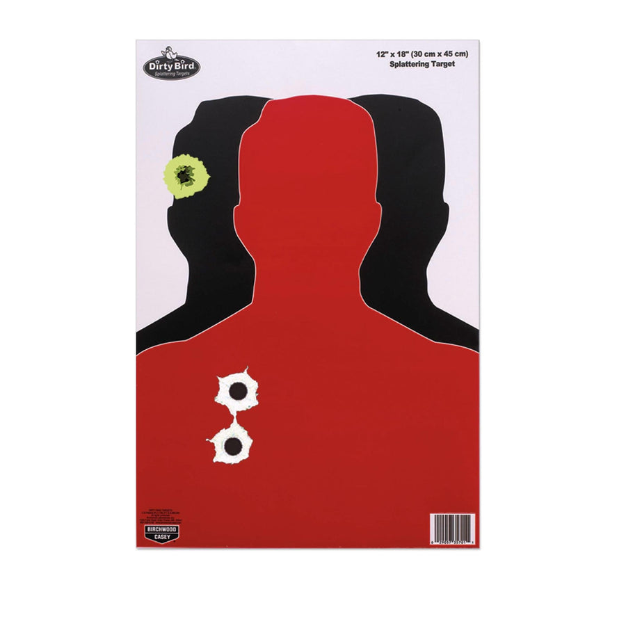 Birchwood Casey 12"x18" Non-Adhesive Dirty Bird Splattering Targets Practice Shooting for Indoor and Outdoor Use, Silhouette III - 100 Targets