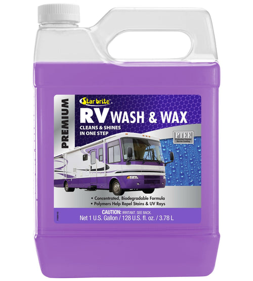RV Wash & Wax STAR BRITE - Concentrated Cleaner - Cleans & Shines in One Easy Step + Repels Future Stains & Protects from UV Damage 128 Oz (71500)