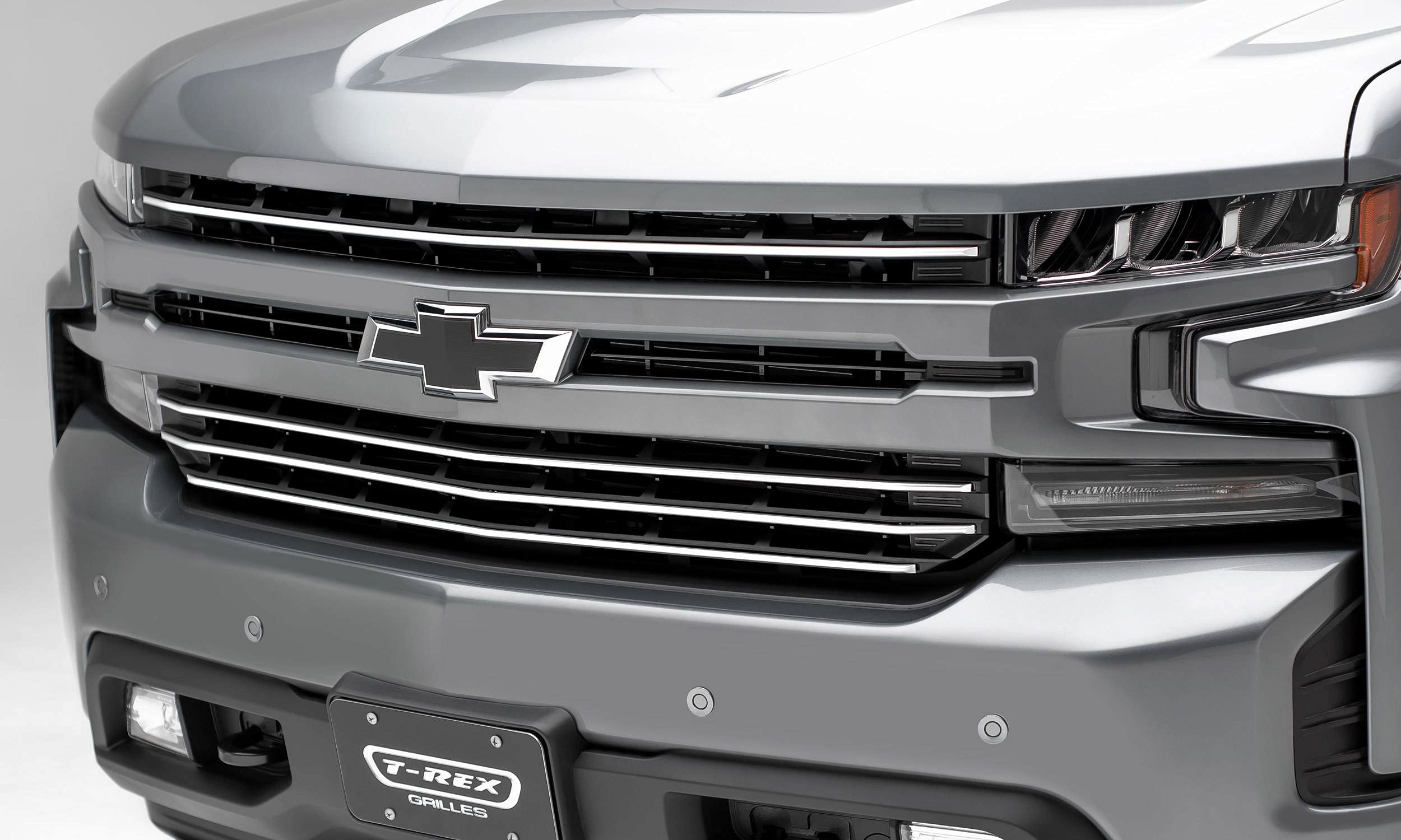 Silverado 1500 2019-2022 Trail Boss, RST, LT Round Billet Grille, Horizontal Round, Brushed, 4 Pc, Overlay, Does Not Fit Vehicles with Camera - PN #6211233