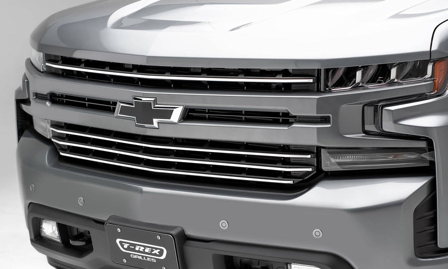 Silverado 1500 2019-2022 Trail Boss, RST, LT Round Billet Grille, Horizontal Round, Brushed, 4 Pc, Overlay, Does Not Fit Vehicles with Camera - PN #6211233