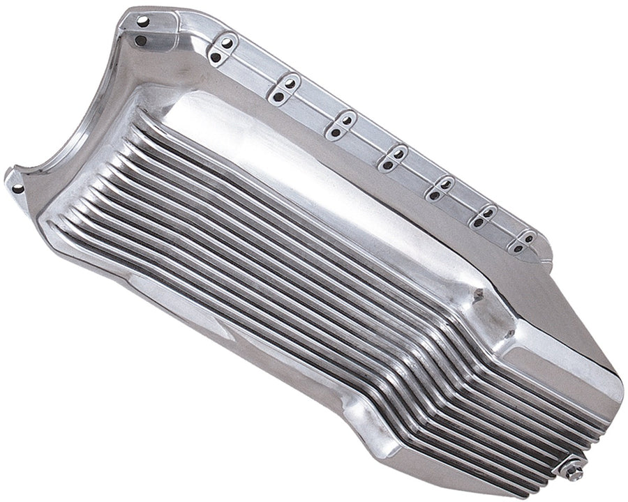 9004 Trans-Dapt Performance OEM Oil Pan 4 qt. Capacity Finned Aluminum Dipstick On Drivers Side Gaskets Not Included