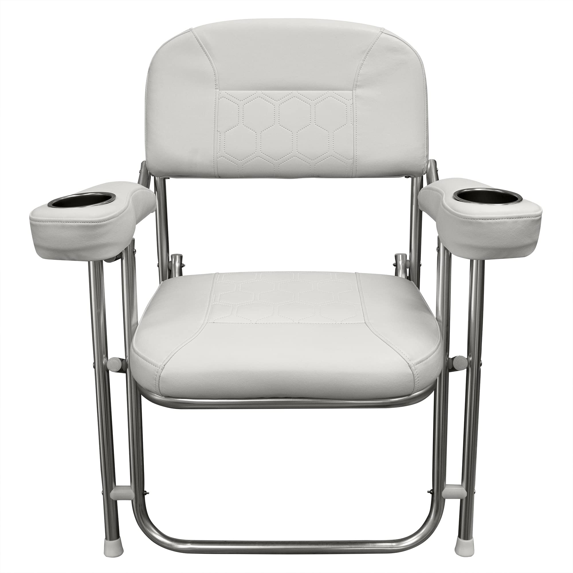 Offshore Series Wise 3367-784 Deluxe Folding Deck Chair with Stainless Steel Cup Holders, Brite White