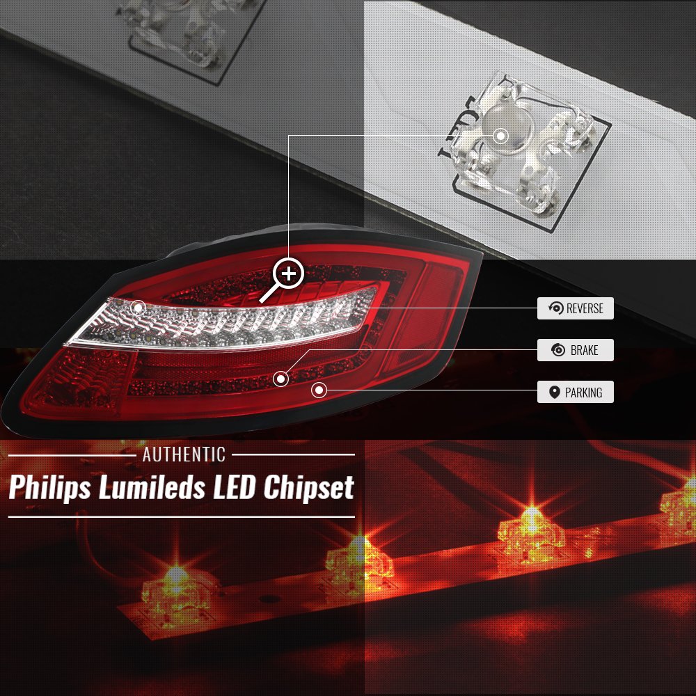 Porsche 987 Cayman 06-08 / Boxster 05-08 Spyder 5083173 LED Tail Lights - Red Clear