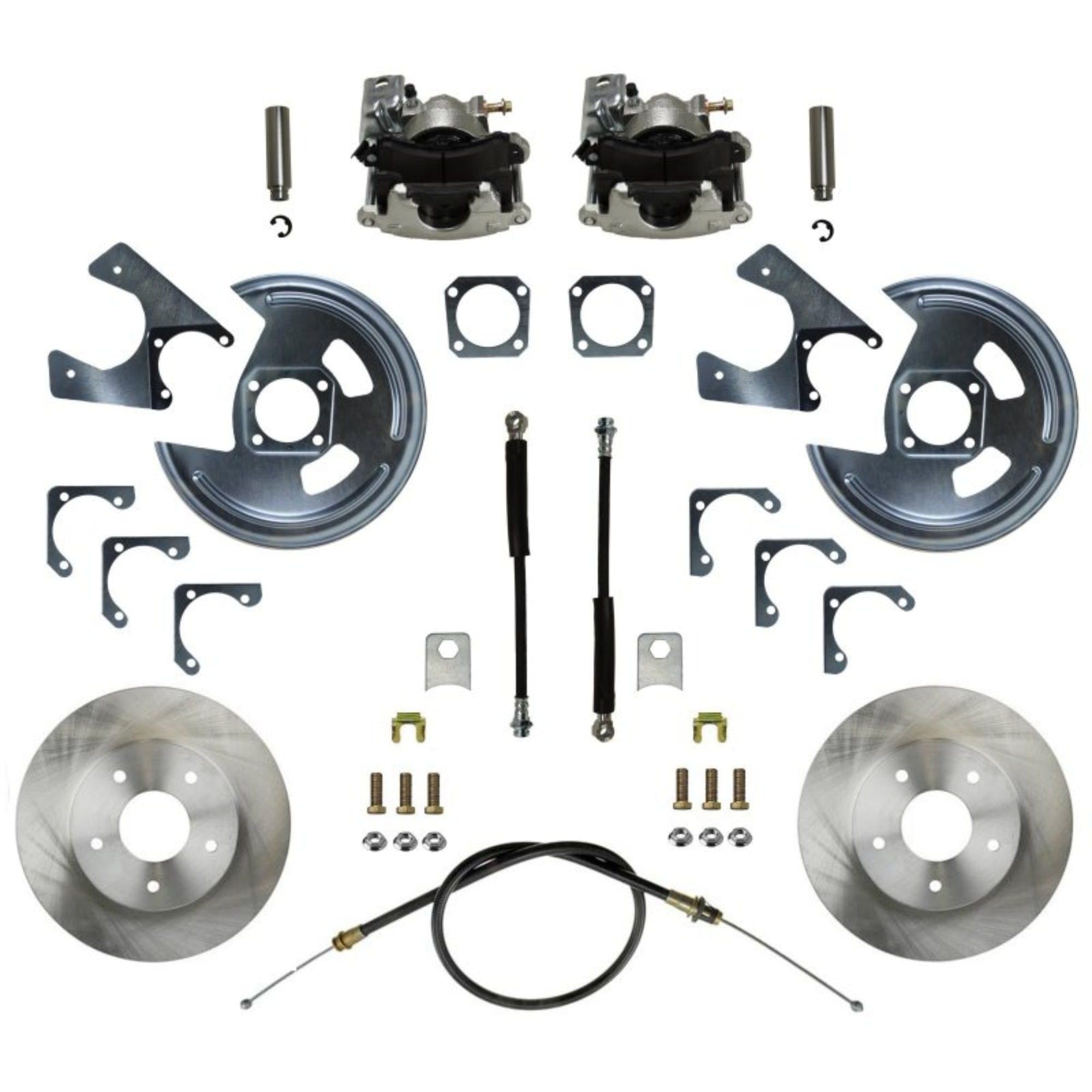 Rear Disc Brake Conversion Kit LEED BRAKES - Gm 10 and 12 Bolt Axles 5 X4.75 With Staggered Shocks