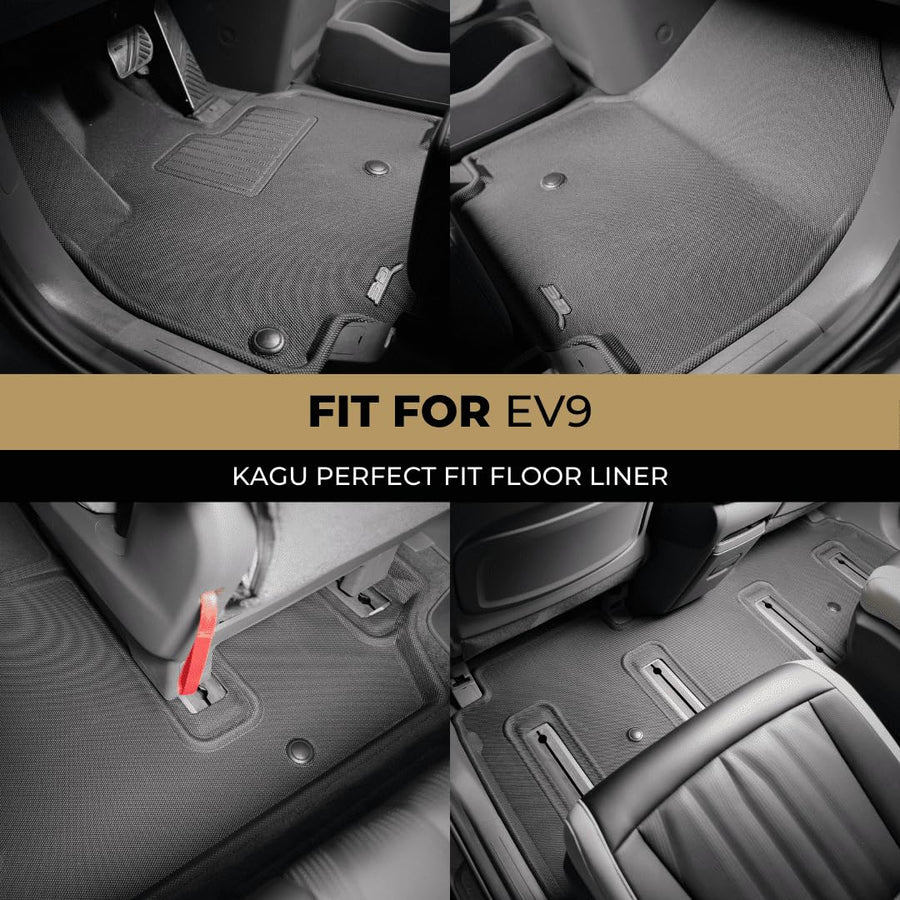 Kagu 3D MAXpider Custom Fit Floor Mat (Black) Compatible with Kia EV9 7-Seat 2024-2026 - Full Set