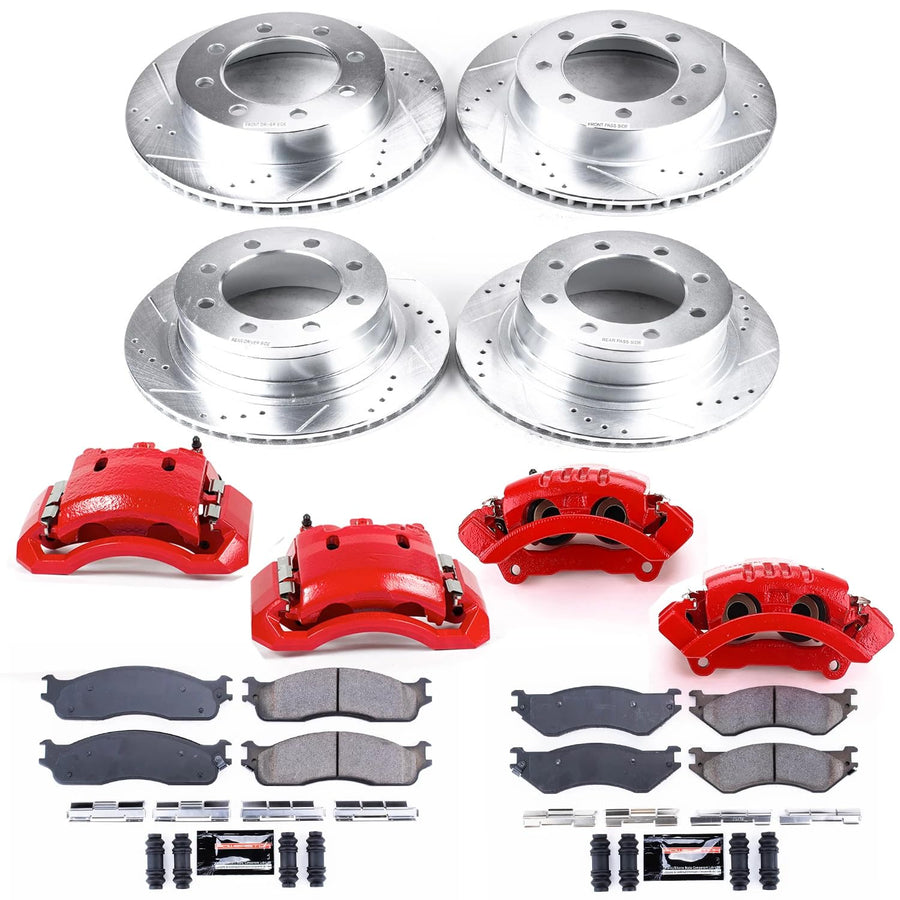Power Stop Z36 KC5411-36 Front Truck & Tow Brake Kit with Drilled Slotted Brake Rotors Carbon-Fiber Ceramic Brake Pads and Calipers For 2009 2010 Ram 2500 Ram 3500 | 2011-2018 Ram 2500 3500