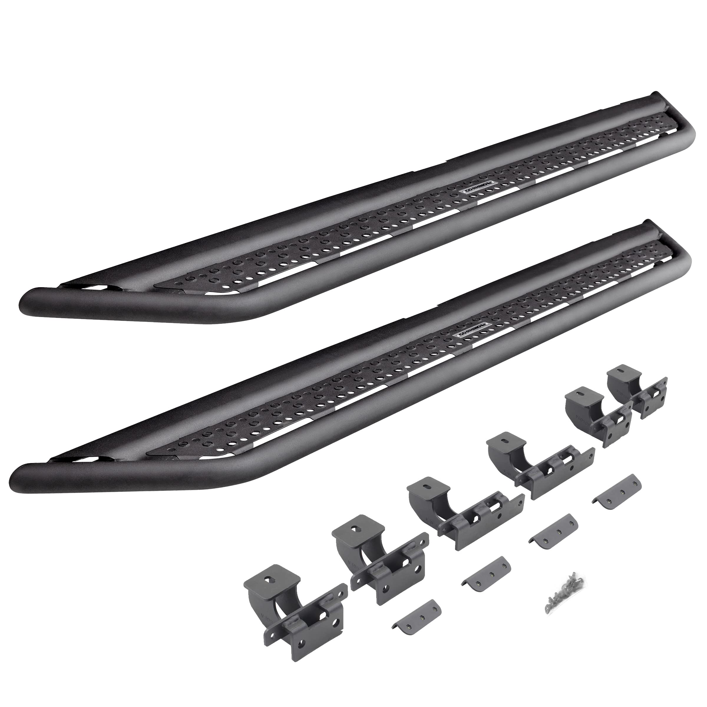Dominator Xtreme Go Rhino D6 Sidestep & Brackets | Mild Steel, Textured Black | D64516T | Fits 2020-2024 Jeep Gladiator JT, 4-Door