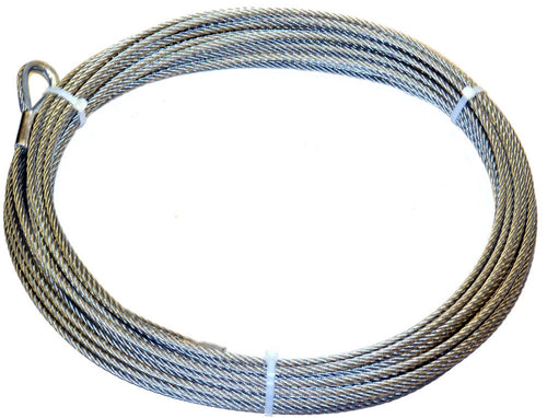 Steel Cable Wire Rope WARN 38312 Accessory with Loop End and Terminal, 5/16" Diameter x 125' Length
