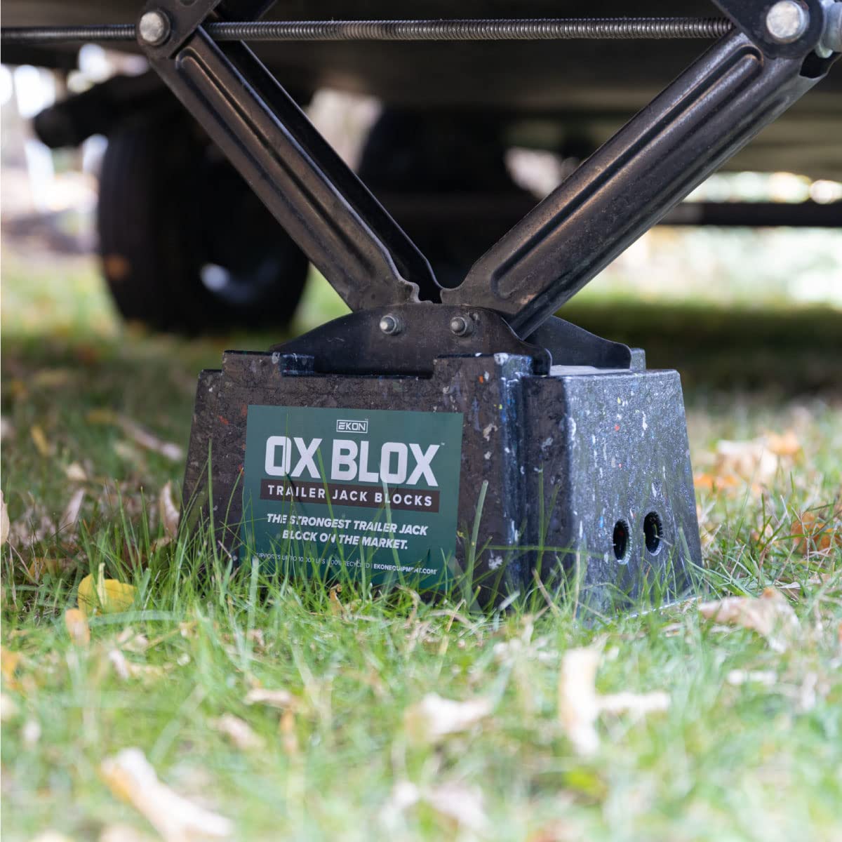 Heavy Duty OX BLOX Trailer Jack Block - Made in USA - 10,000 lbs. Capacity - Super Strong and Durable - 100% Recycled Plastic RV Jack Blocks - Trailers & Camper Essentials