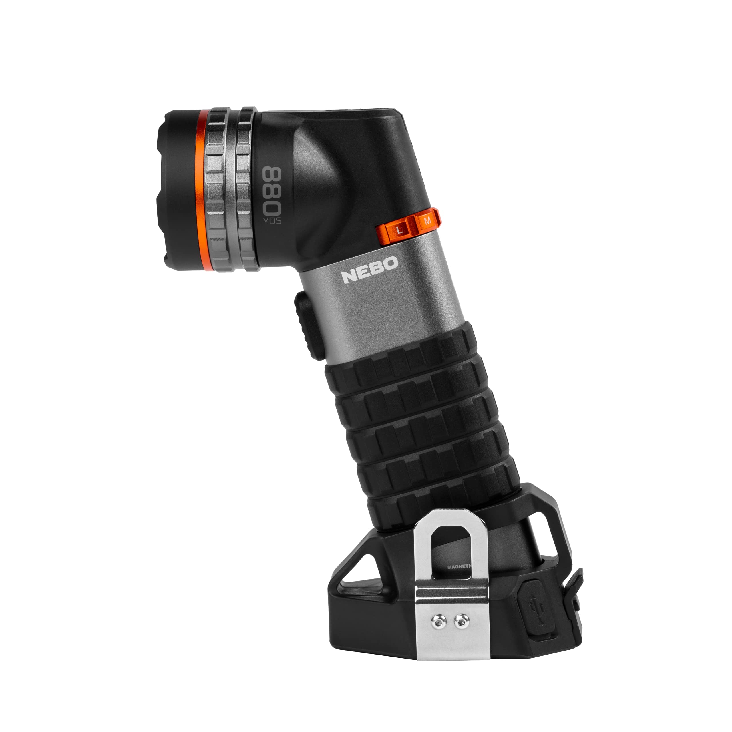 LUXTREME SL50 NEBO Spotlight | 450 Lumens, Very Bright 1/2 Mile Beam, Waterproof, 40 Hours Run Time or Nonstop Use With 12V Adapter, Rechargeable LED Flashlight, Magnetic Base, Includes Charge Cable