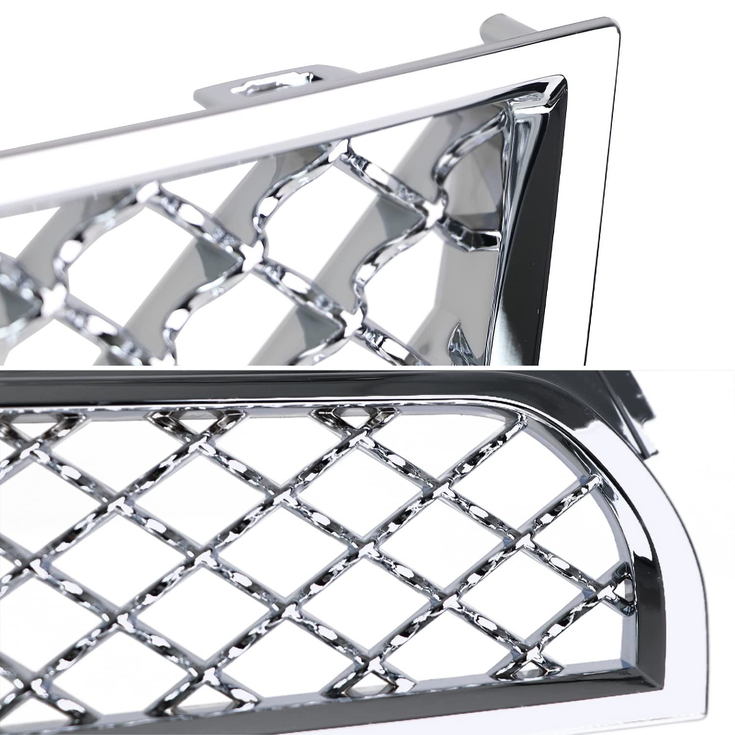 Chrome Mesh Front Hood Grill Grille Spec-D Tuning Compatible with Chevy Equinox 2010-2015 Upper+Lower